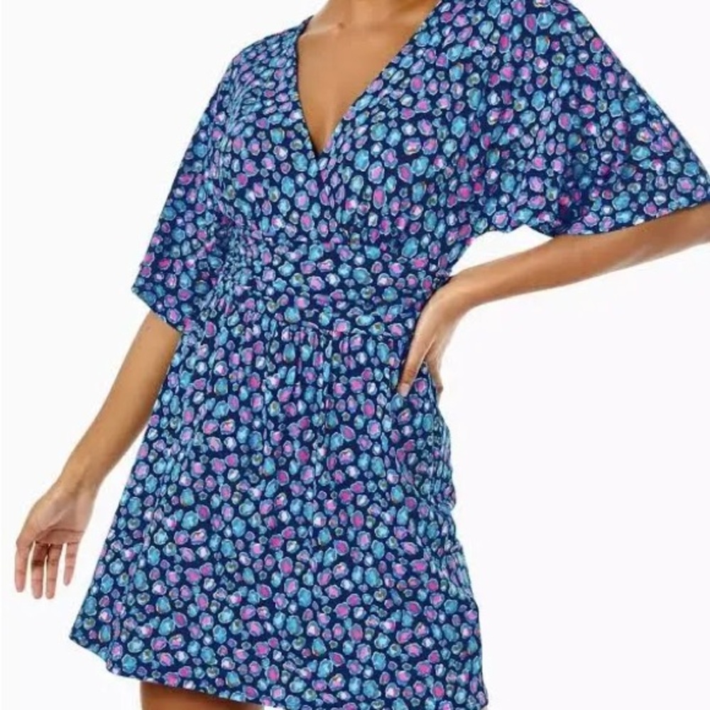 LILLY PULITZER: Parigi Knit Skort Romper; Seabreeze Blue Low Tide Navy Spot, S